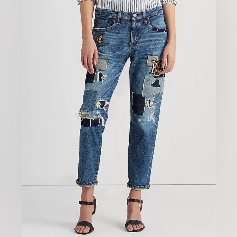 Lauren Ralph Lauren Blue Patchwork Jeans